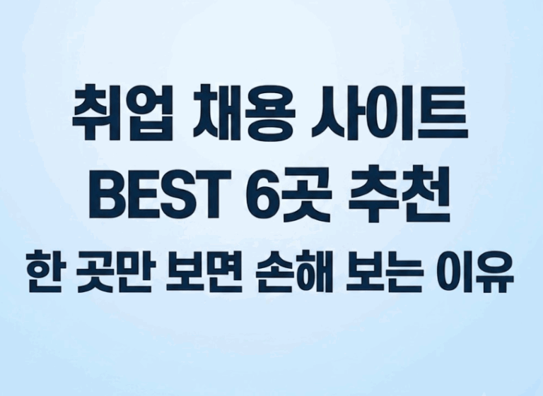 취업 채용 사이트 BEST 6곳 추천, 한 곳만 보면 손해 보는 이유